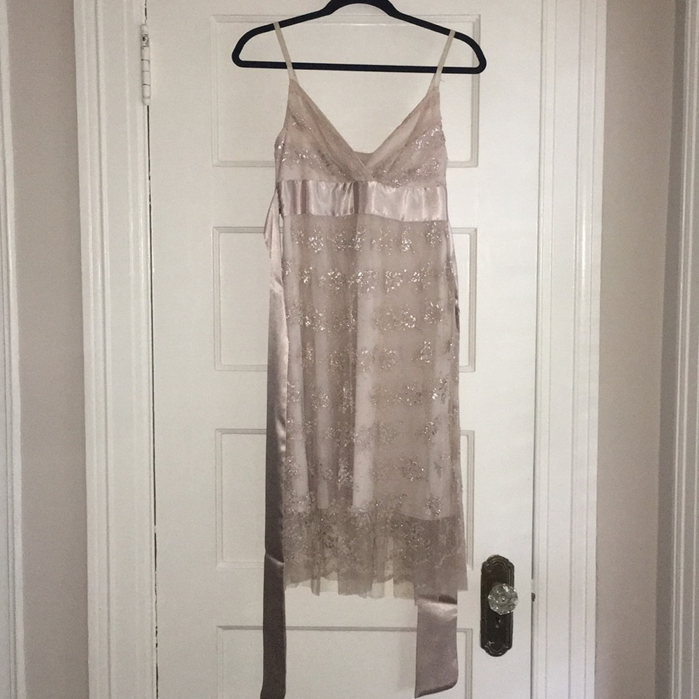 Necessary Objects Juniors Lace/Satiny Tie Dress